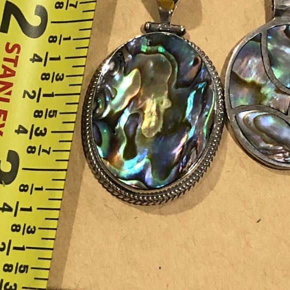 Abalone and Sterling Silver Oval Pendant with Rope Trim Around Bezel - Picture 13 of 15